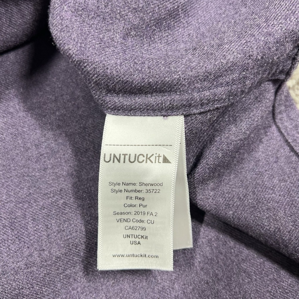 Untuckit Shirt Mens Large Purple Sherwood Button Up Long Sleeve Flannel Brushed - Picture 8 of 10